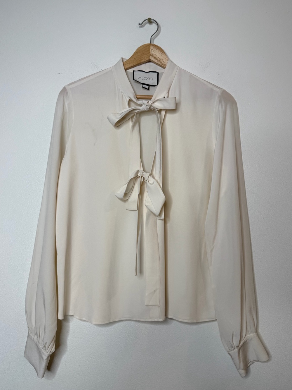 Alexis Tie Front 100% Silk victorian Regency Pheasant Designer Blouse cream